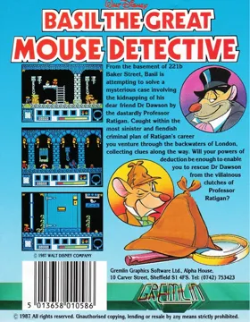 Basil - The Great Mouse Detective (1987)(Gremlin Graphics Software) box cover back